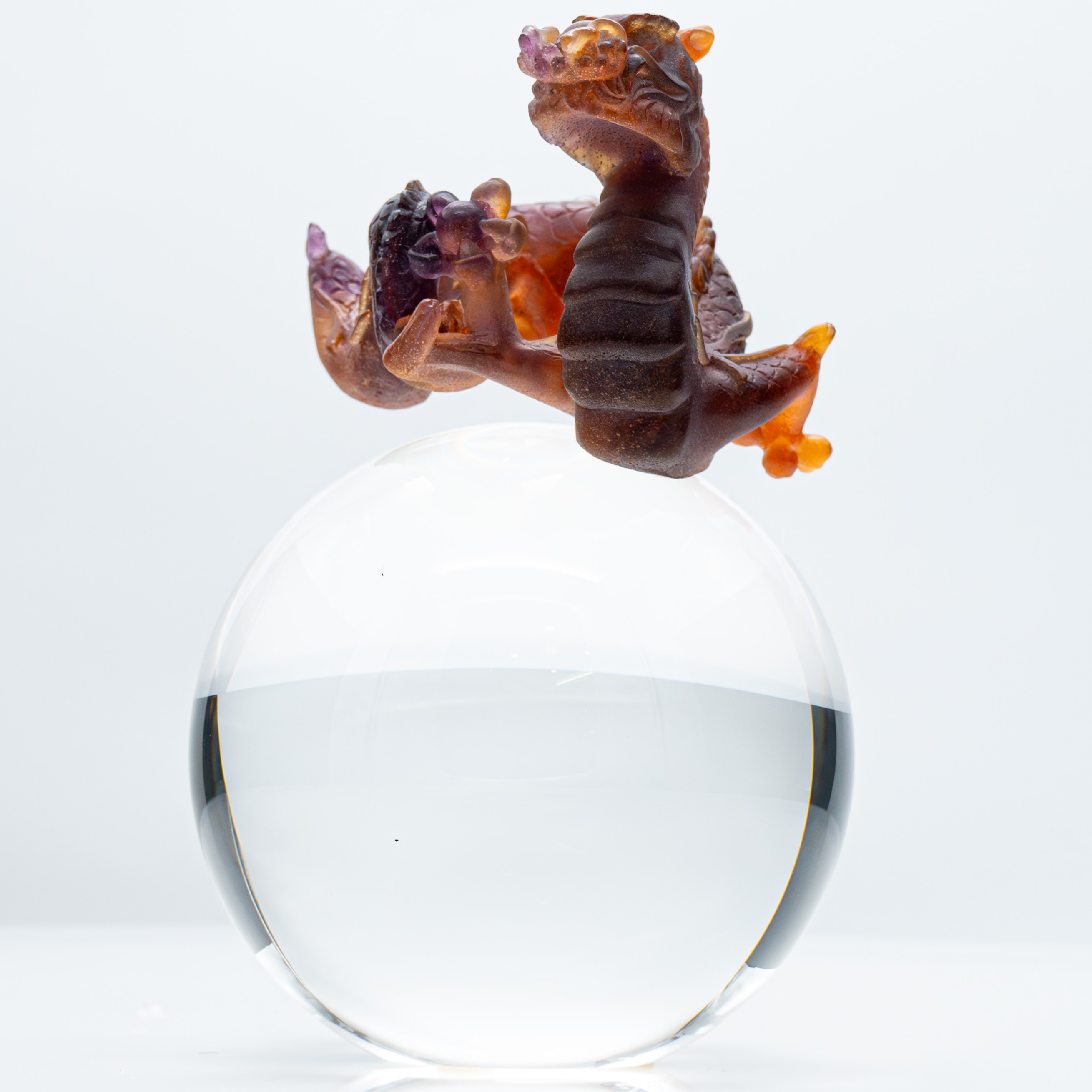 Daum, Pâte de Verre Dragon, Honey Brown, France, 1990