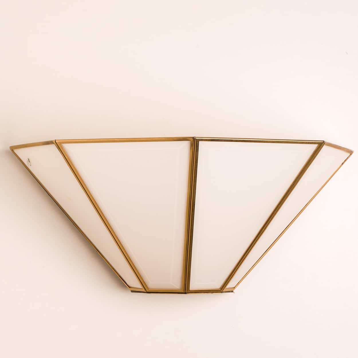 1 of the 4 Geometrical Gold Brass White Wall Lights, 1970, Germany