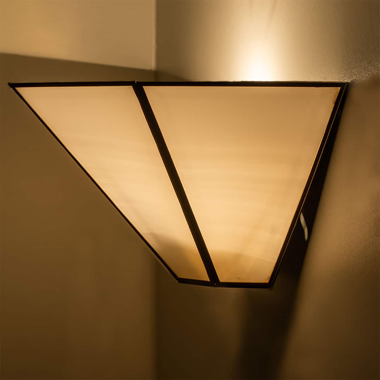 1 of the 4 Geometrical Gold Brass White Wall Lights, 1970, Germany
