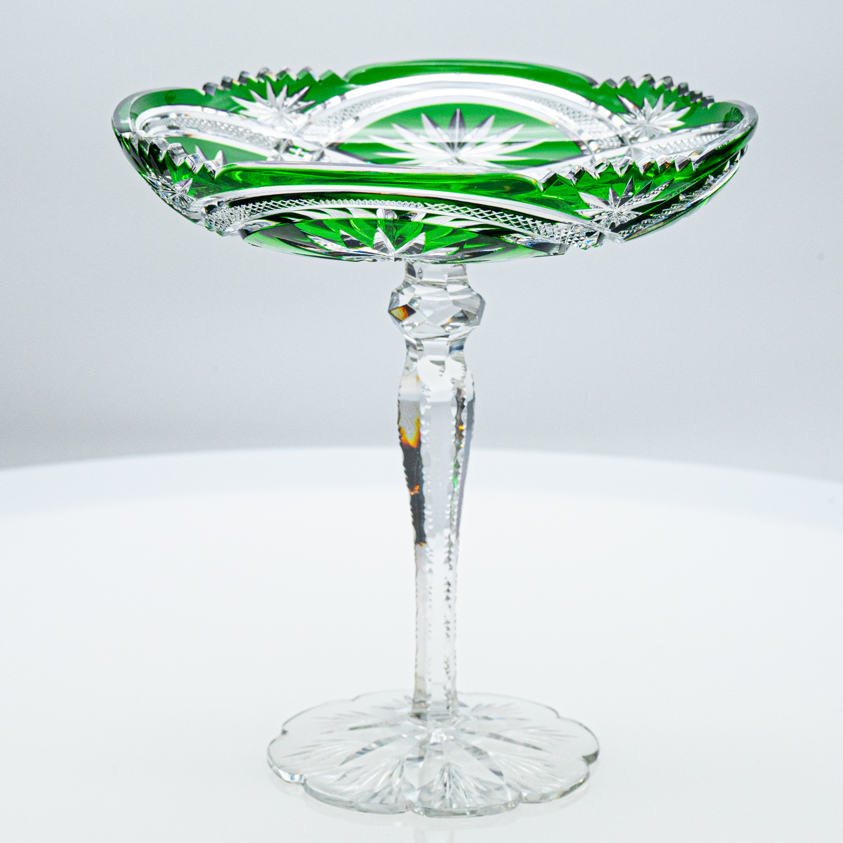 Baccarat, Grass Green Crystal Cut Coupe, France, 1920