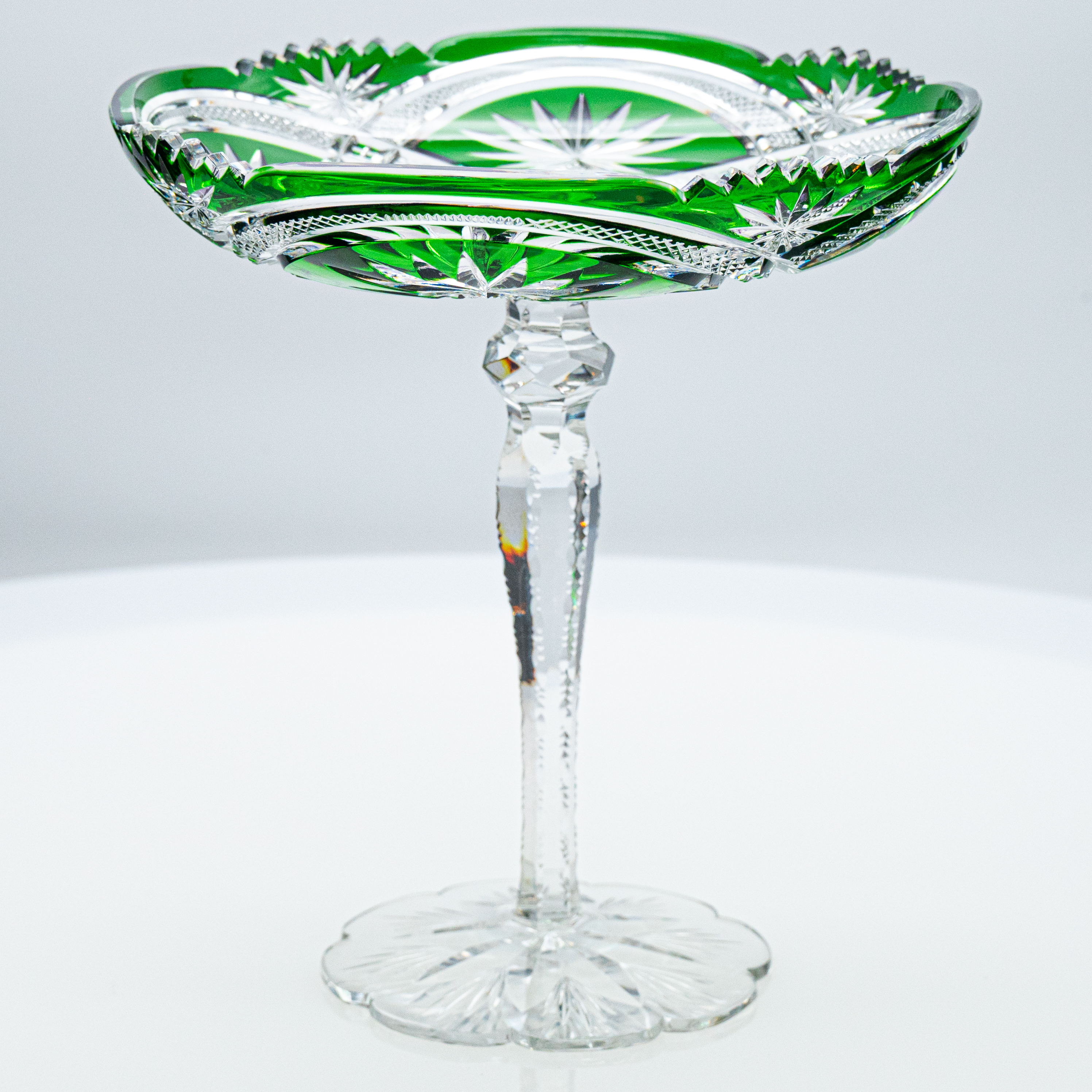 Baccarat, Grass Green Crystal Cut Coupe, France, 1920