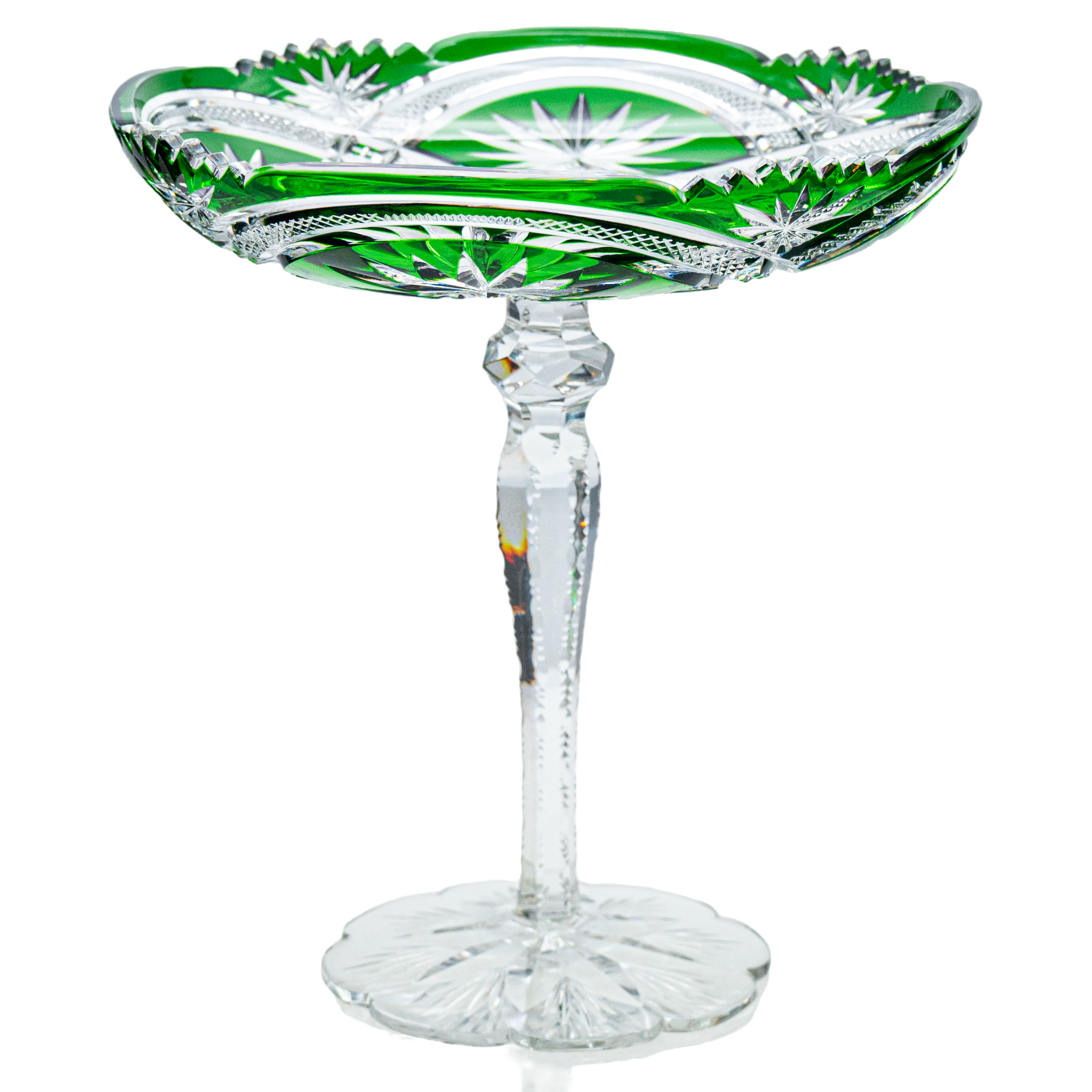 Baccarat, Grass Green Crystal Cut Coupe, France, 1920