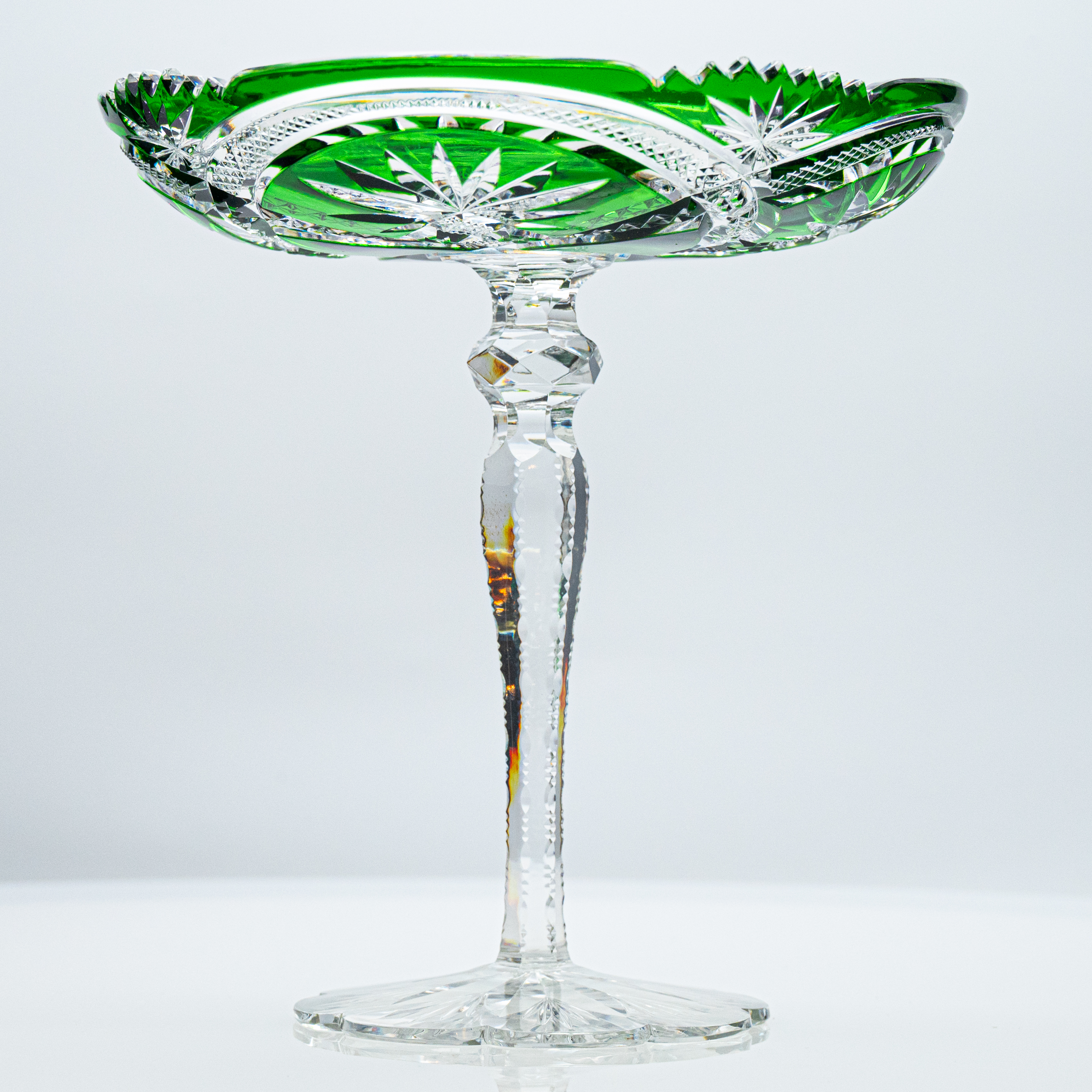 Baccarat, Grass Green Crystal Cut Coupe, France, 1920