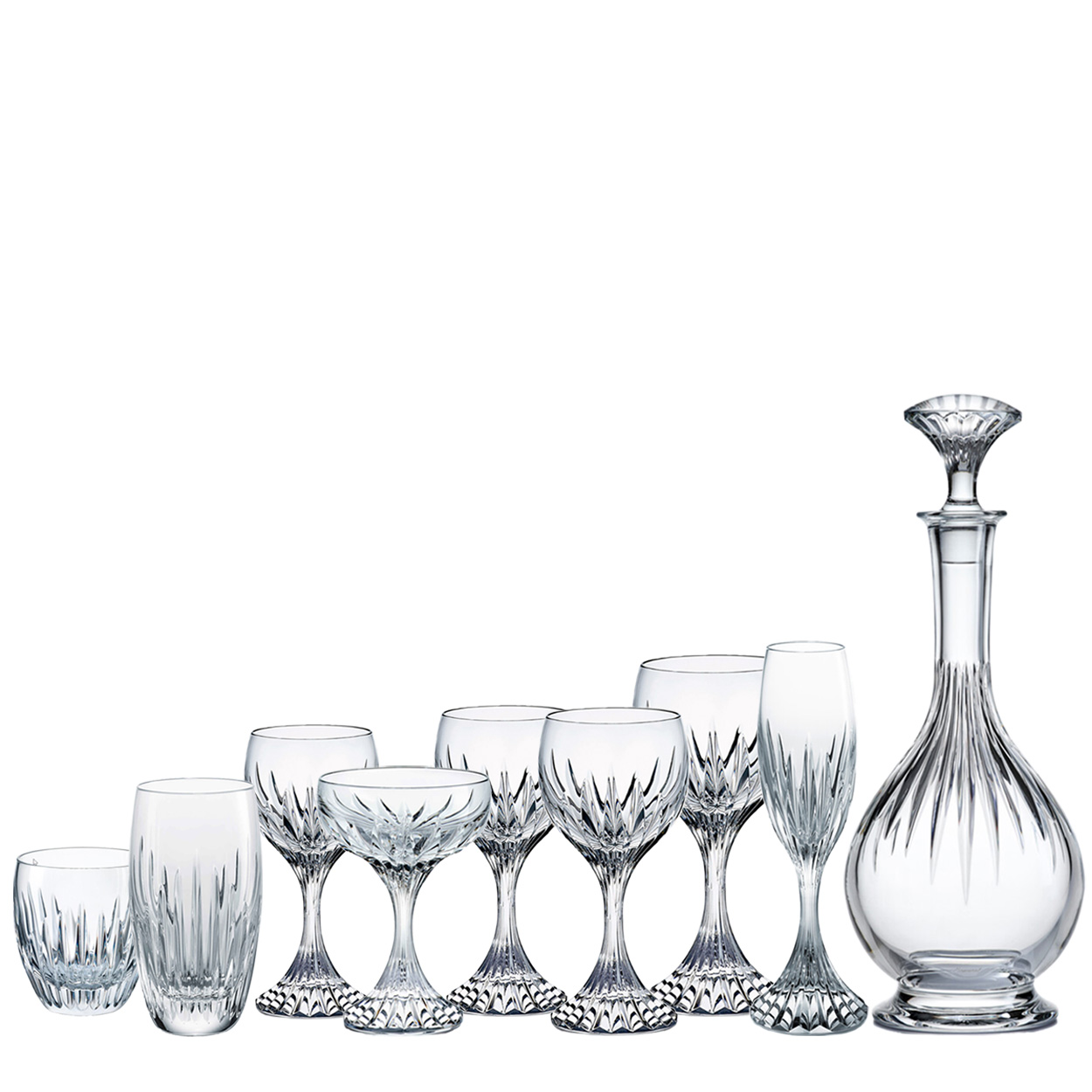 Set of 49 Exquise Baccarat Massena Crystal Pieces, France, 1990