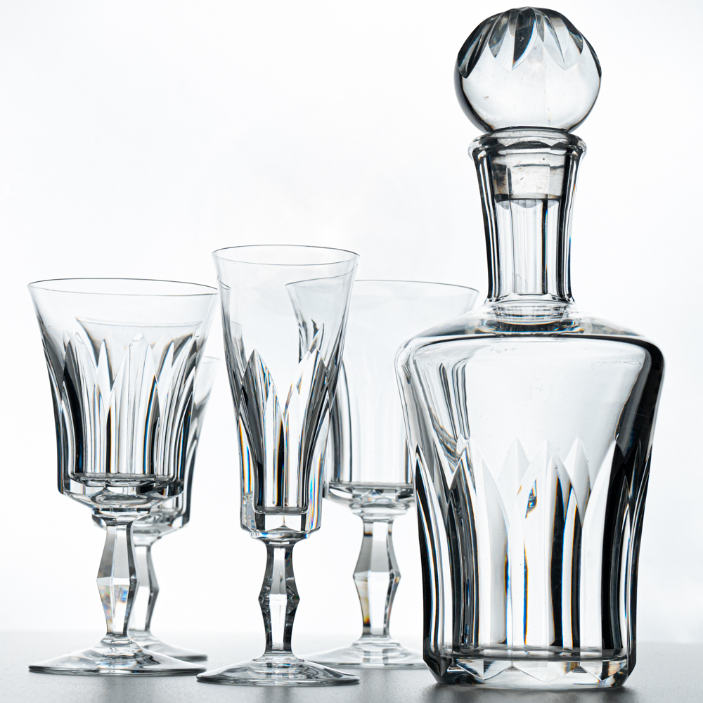 Set of 36 Exquise Baccarat Polignac Crystal Pieces, France, 1950