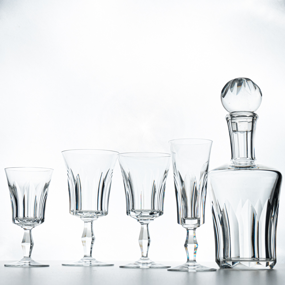 Set of 36 Exquise Baccarat Polignac Crystal Pieces, France, 1950