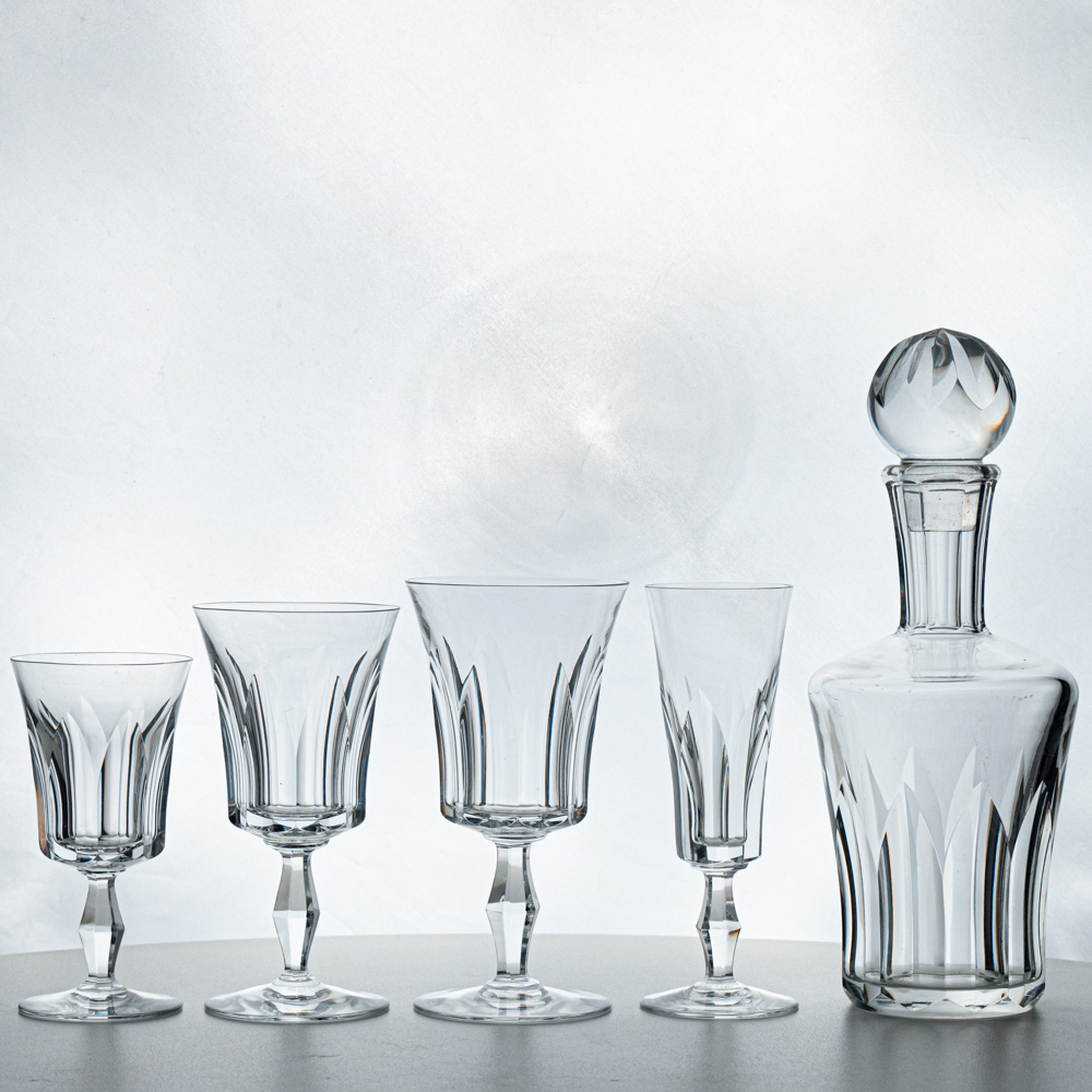 Set of 36 Exquise Baccarat Polignac Crystal Pieces, France, 1950