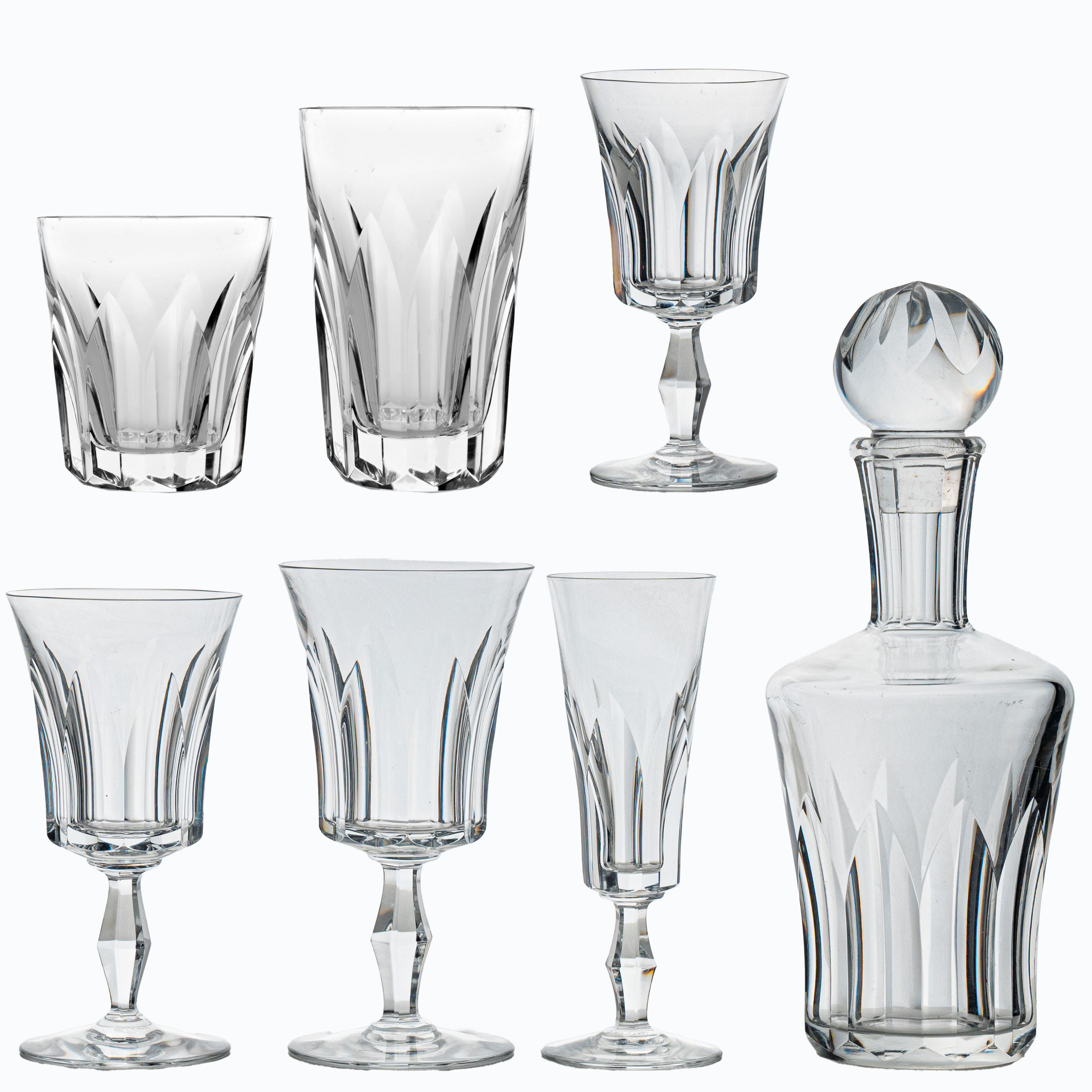 Set of 36 Exquise Baccarat Polignac Crystal Pieces, France, 1950