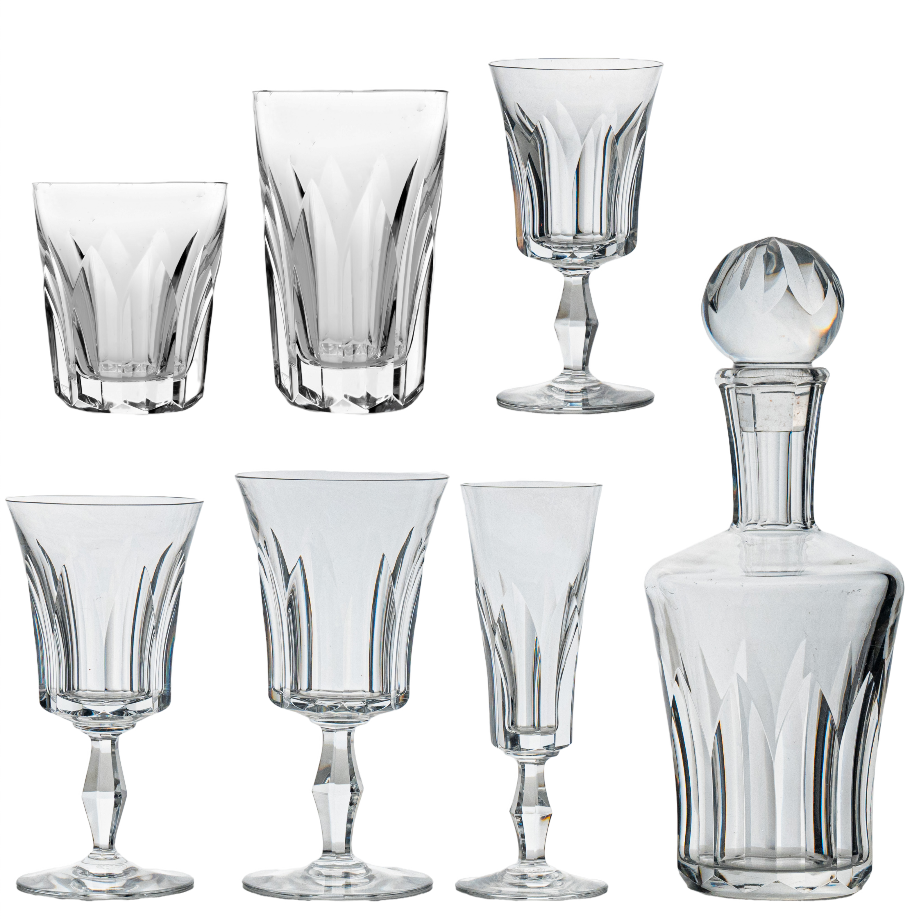 Set of 36 Exquise Baccarat Polignac Crystal Pieces, France, 1950