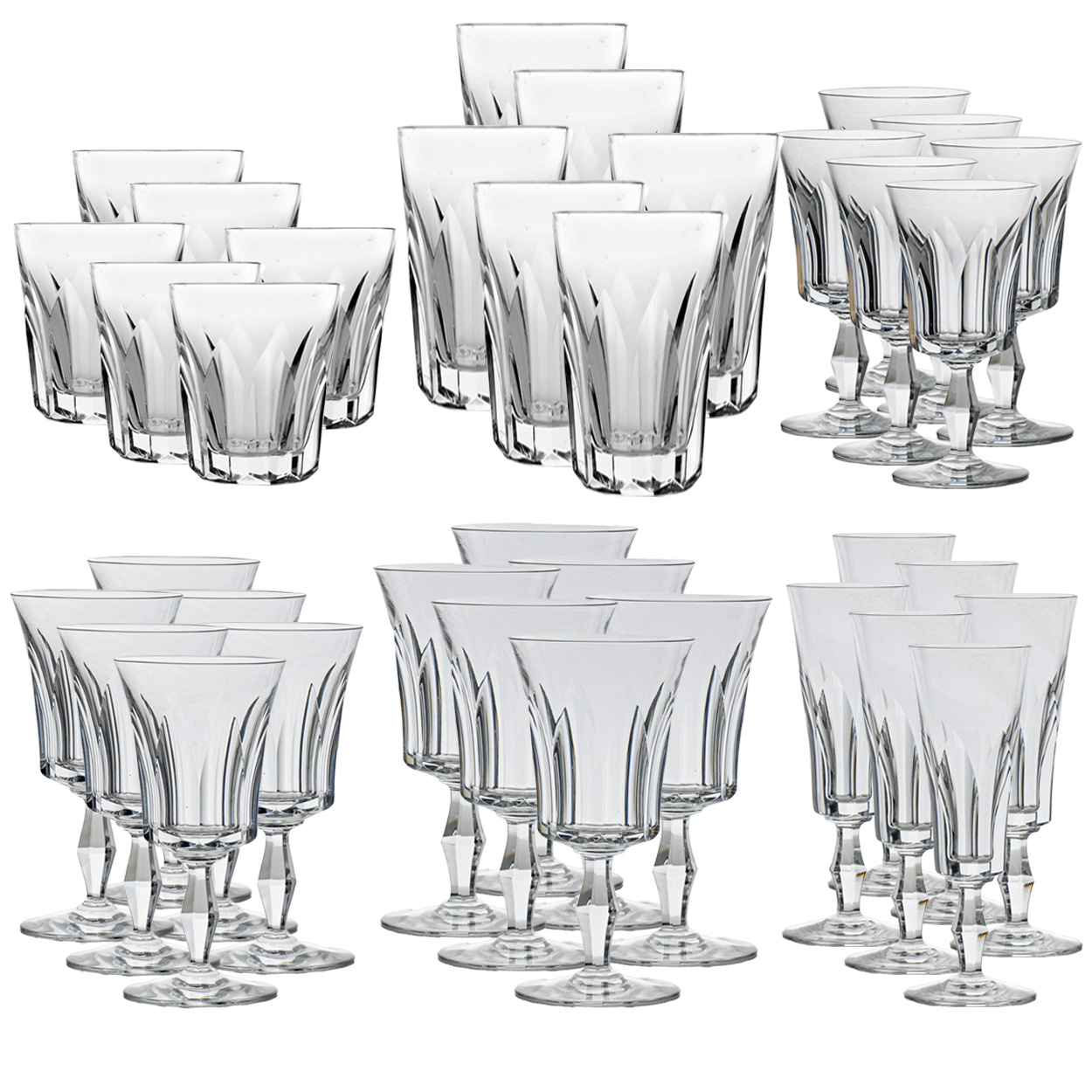 Set of 36 Exquise Baccarat Polignac Crystal Pieces, France, 1950