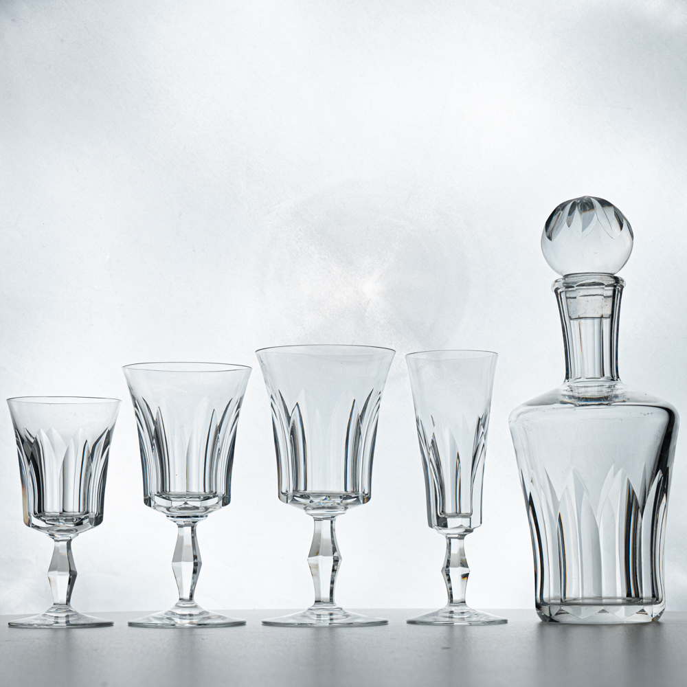 Set of 36 Exquise Baccarat Polignac Crystal Pieces, France, 1950