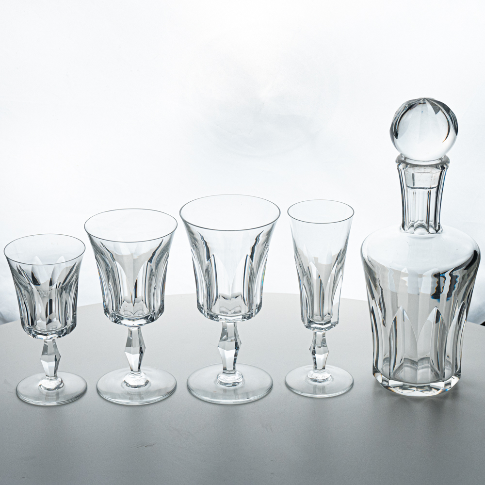 Set of 36 Exquise Baccarat Polignac Crystal Pieces, France, 1950