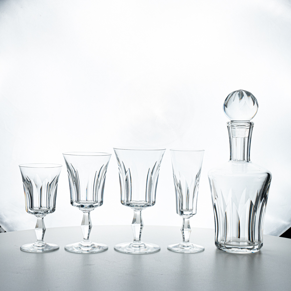 Set of 36 Exquise Baccarat Polignac Crystal Pieces, France, 1950