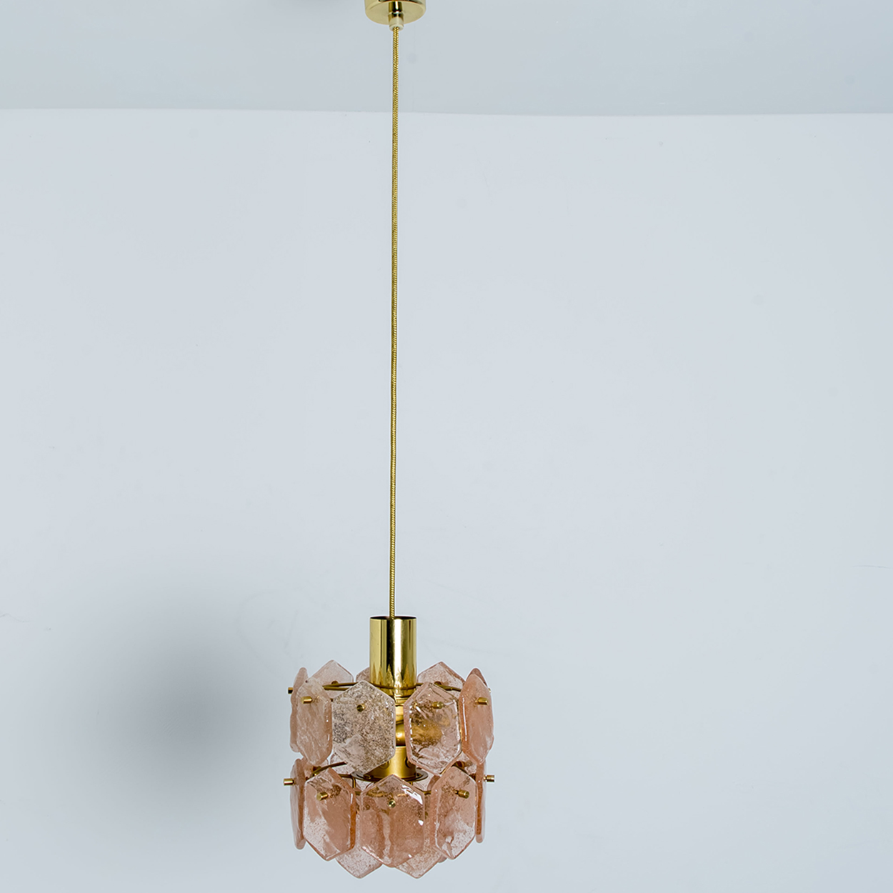 Pink Ice Glass Chandelier by Kalmar Franken, 1960