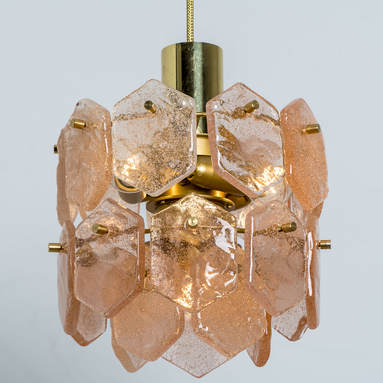 Pink Ice Glass Chandelier by Kalmar Franken, 1960