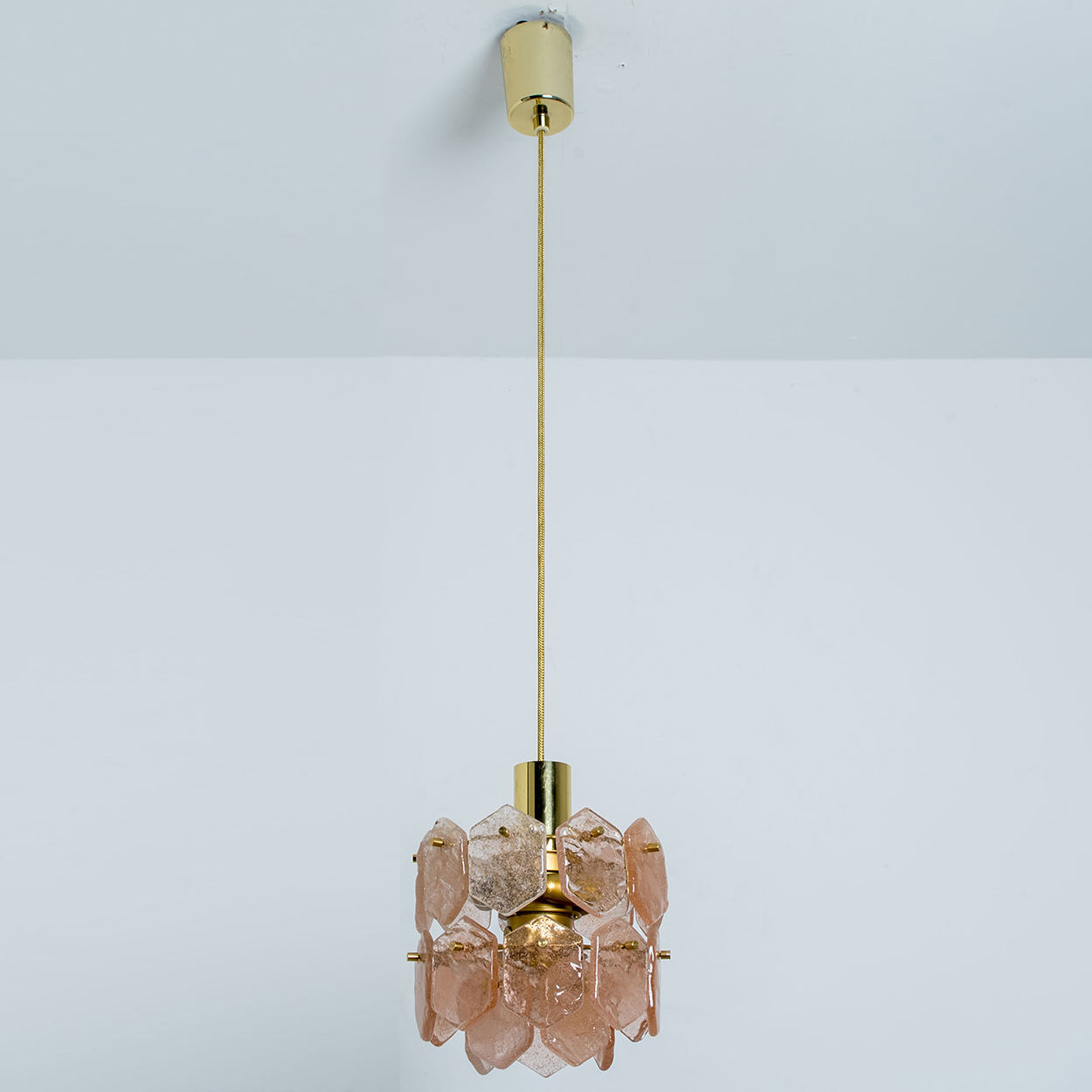 Pink Ice Glass Chandelier by Kalmar Franken, 1960