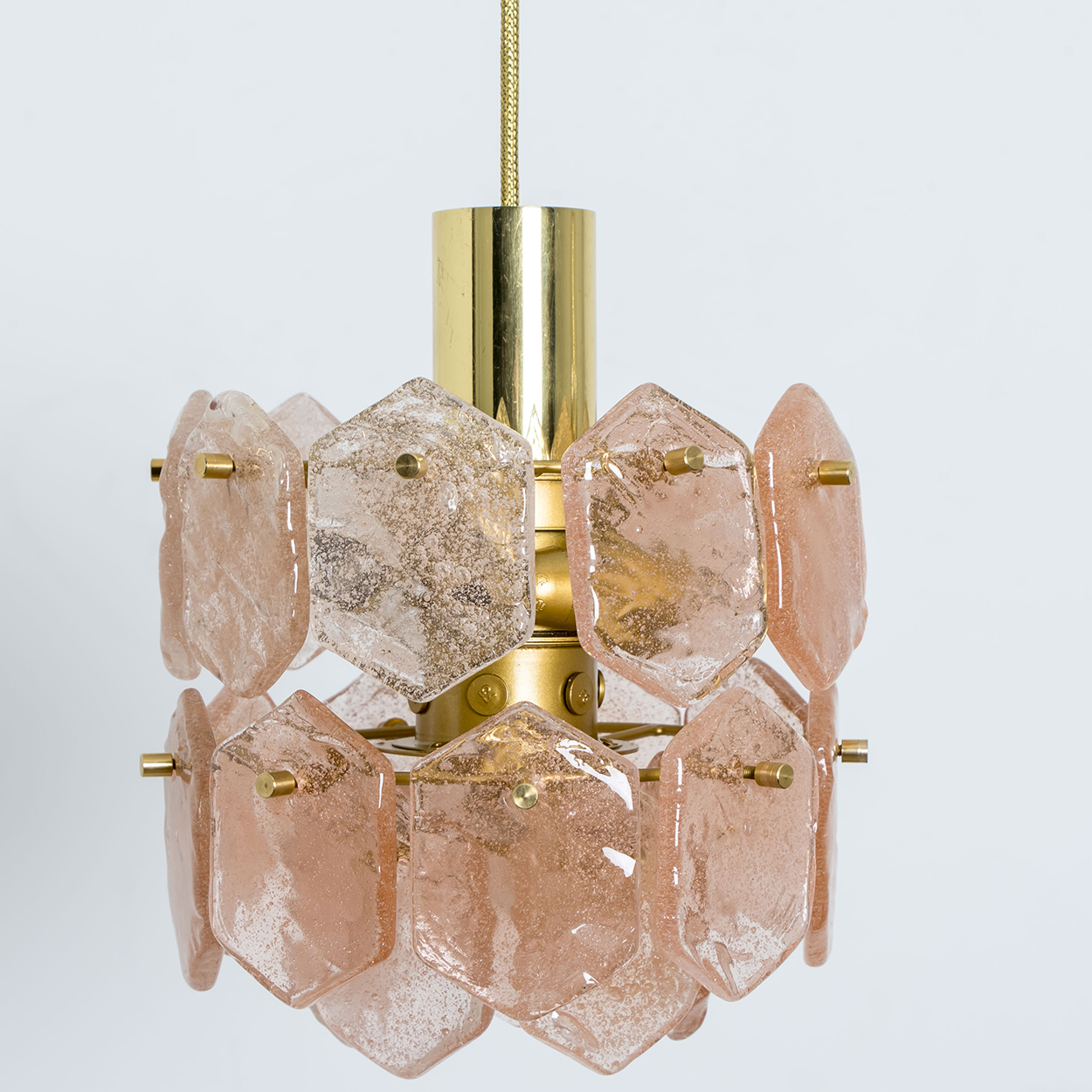 Pink Ice Glass Chandelier by Kalmar Franken, 1960