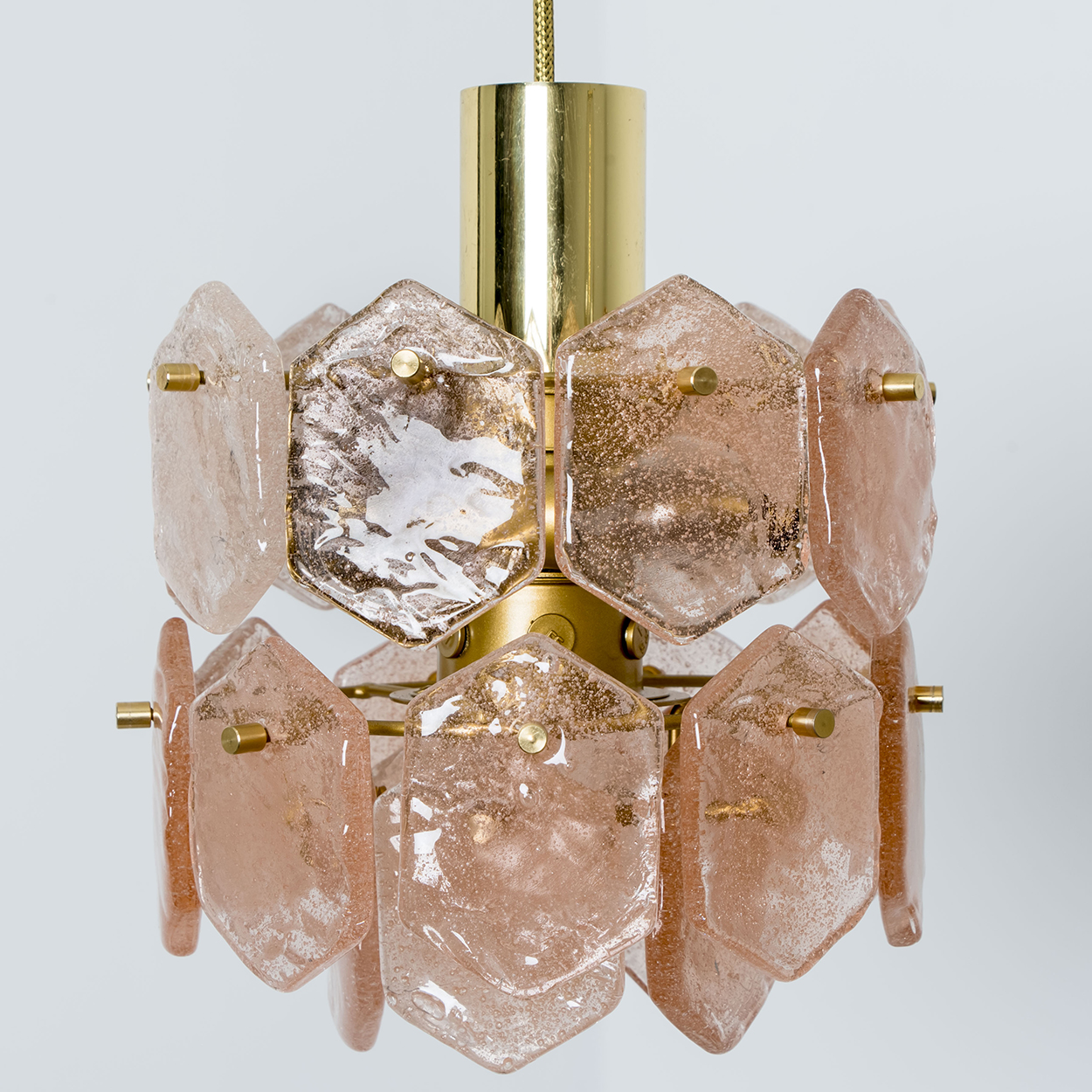 Pink Ice Glass Chandelier by Kalmar Franken, 1960