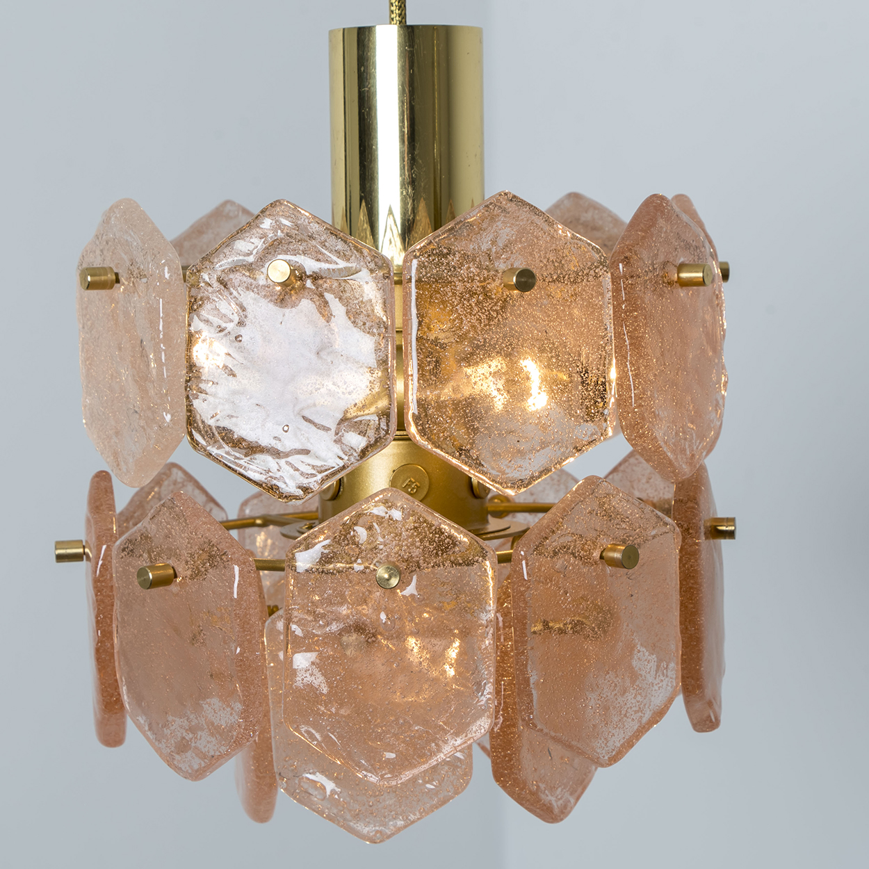 Pink Ice Glass Chandelier by Kalmar Franken, 1960