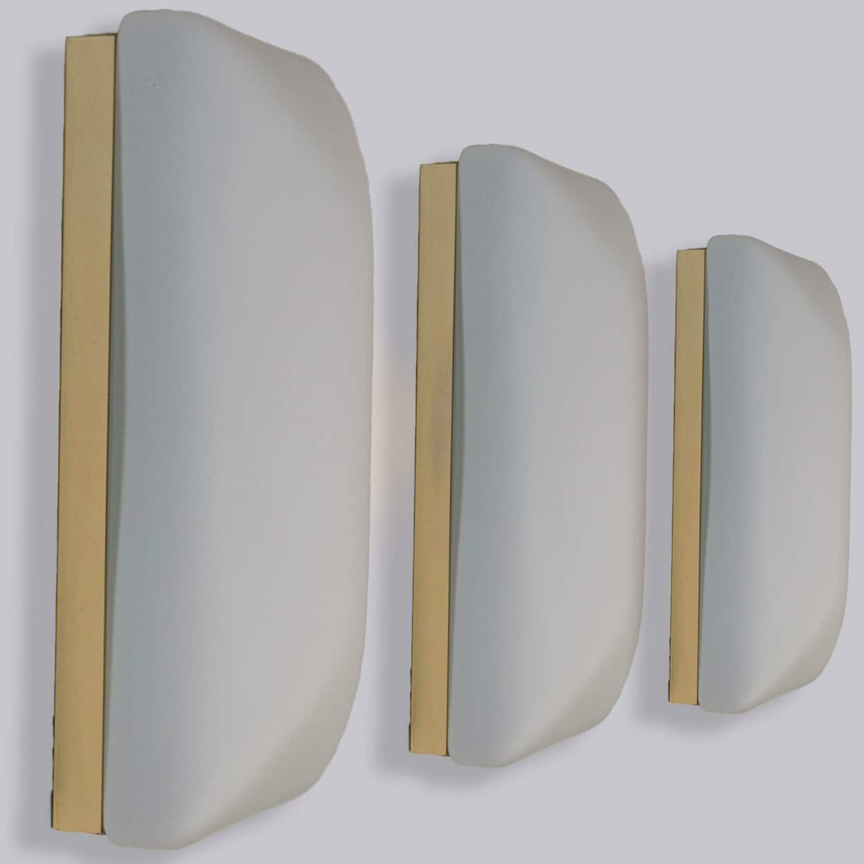 Several Rectangle White Opaque Glass Wall Lights by Glashütte Limburg, 1970
