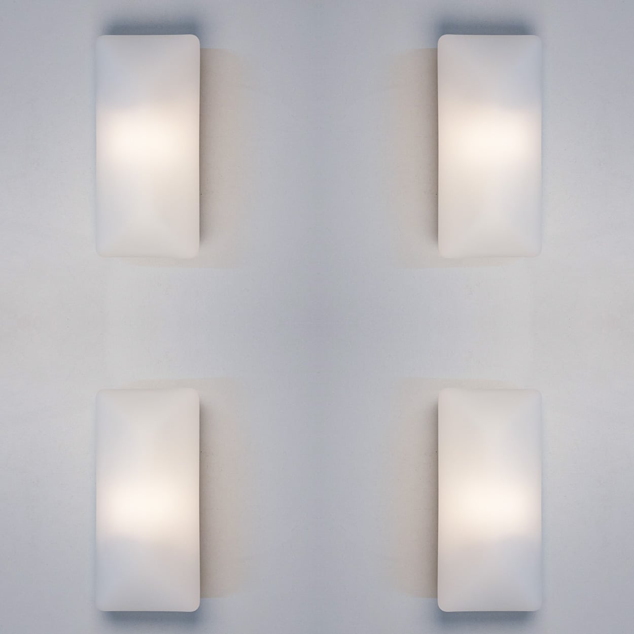 Several Rectangle White Opaque Glass Wall Lights by Glashütte Limburg, 1970
