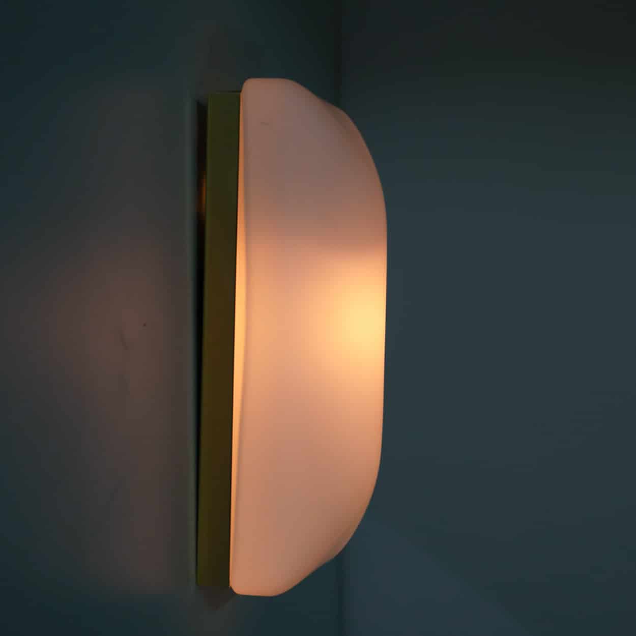 Several Rectangle White Opaque Glass Wall Lights by Glashütte Limburg, 1970