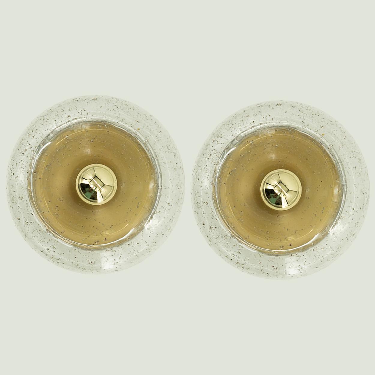 Pair of Beautiful Brass Glass Flush Mount by Doria Leuchten, Germany 1970