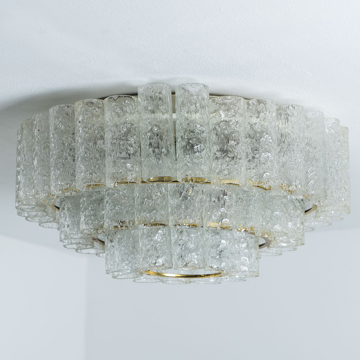 Doria glass and brass chandelier, Germany 1960s