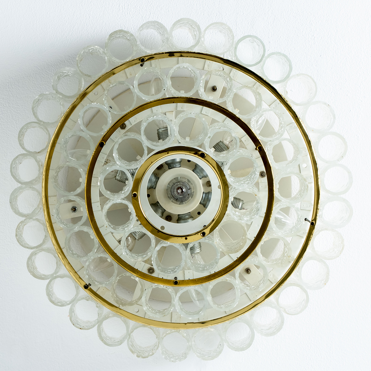 Doria glass and brass chandelier, Germany 1960s