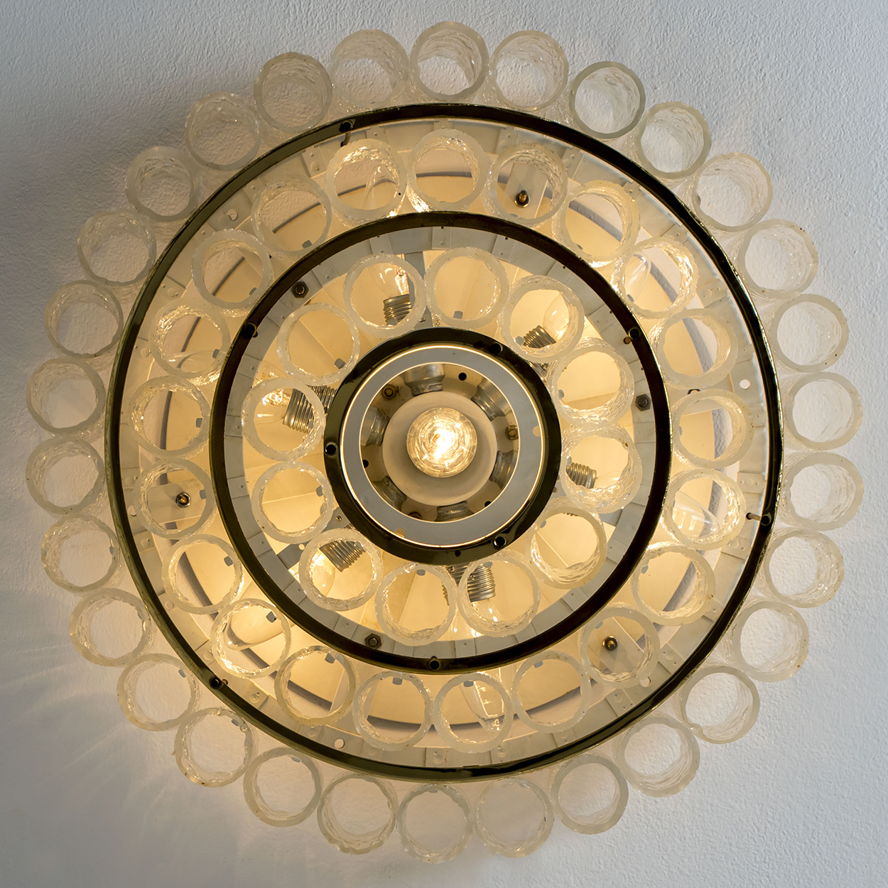 Doria glass and brass chandelier, Germany 1960s