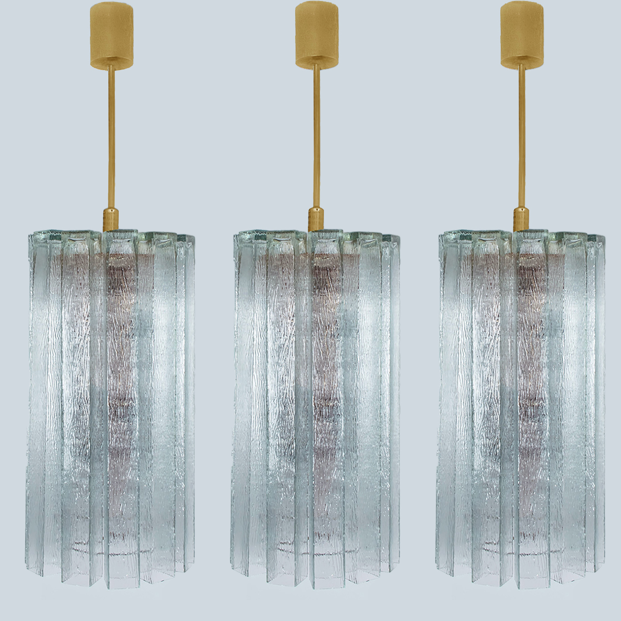 1 of the 3 Beautiful 12 Glass Tubes Chandelier by Doria Leuchten, Germany 1970