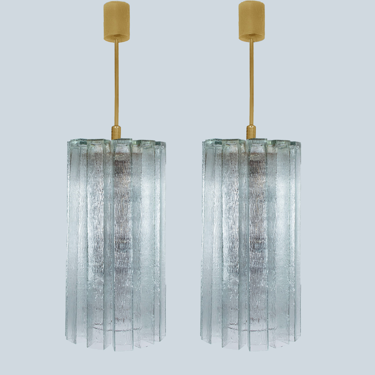 1 of the 3 Beautiful 12 Glass Tubes Chandelier by Doria Leuchten, Germany 1970