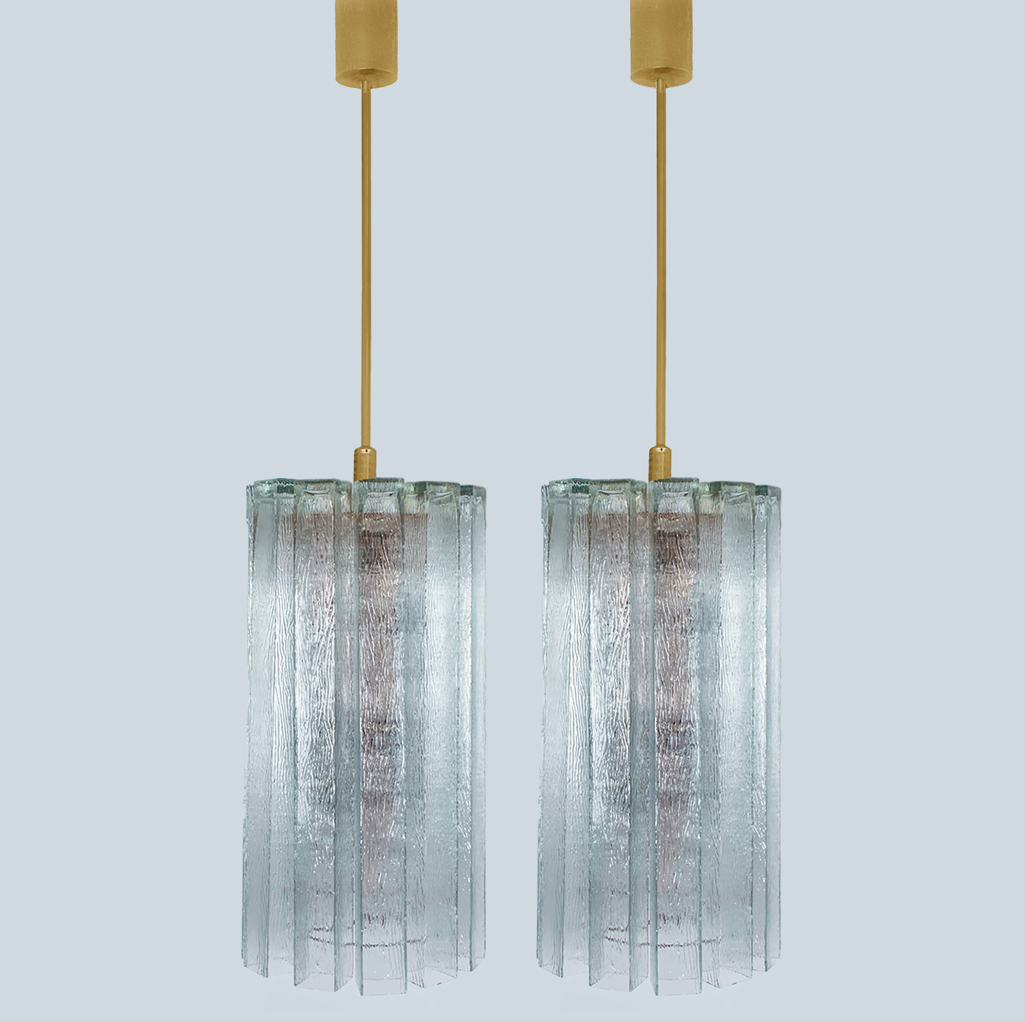 1 of the 3 Beautiful 12 Glass Tubes Chandelier by Doria Leuchten, Germany 1970