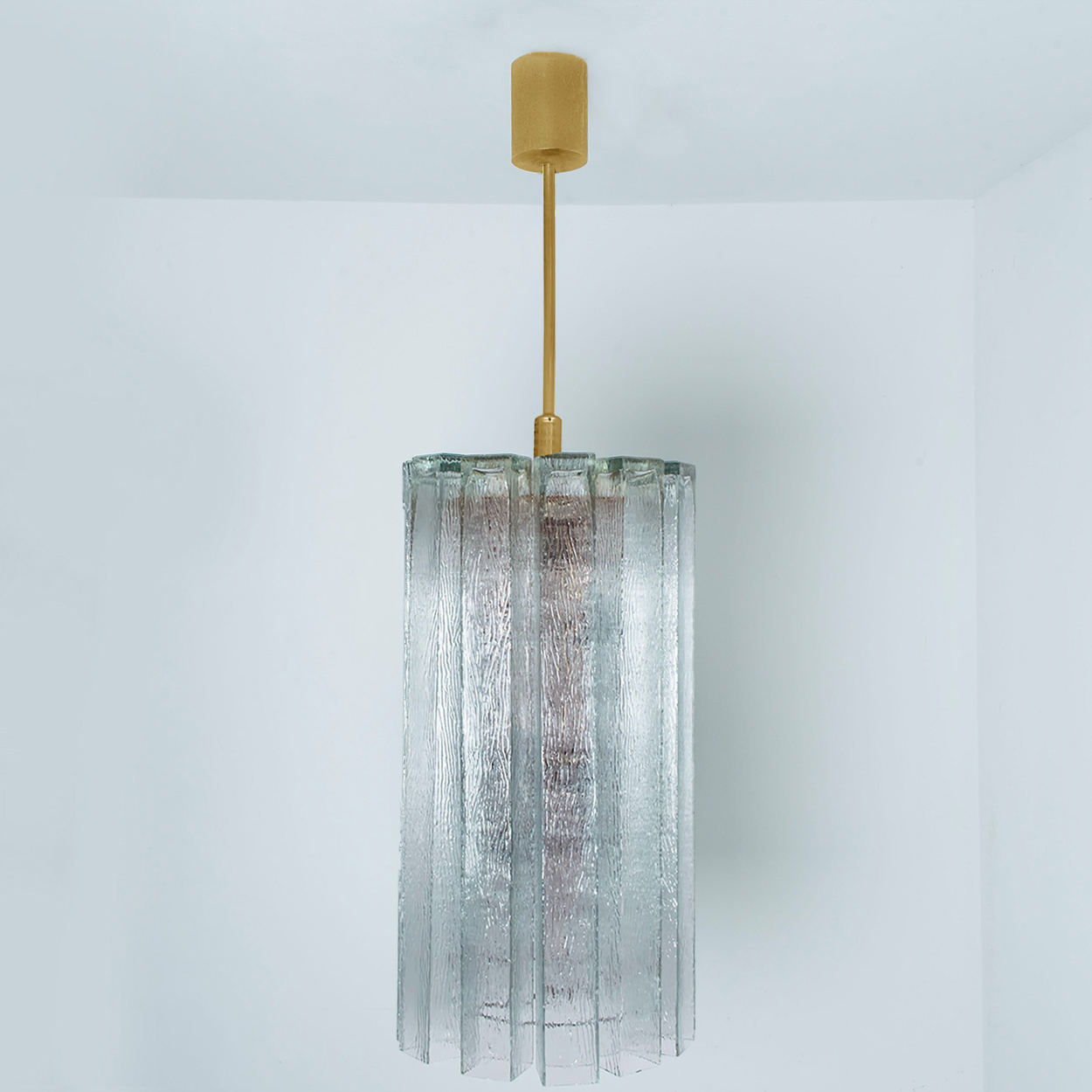 1 of the 3 Beautiful 12 Glass Tubes Chandelier by Doria Leuchten, Germany 1970