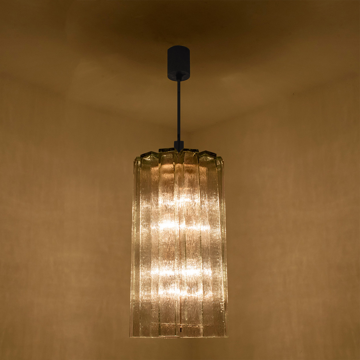 1 of the 3 Beautiful 12 Glass Tubes Chandelier by Doria Leuchten, Germany 1970