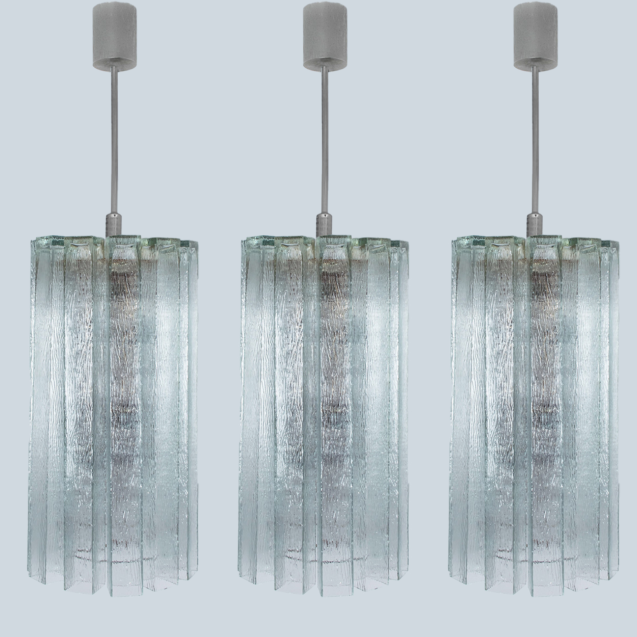 1 of the 3 Beautiful 12 Glass Tubes Chandelier by Doria Leuchten, Germany 1970