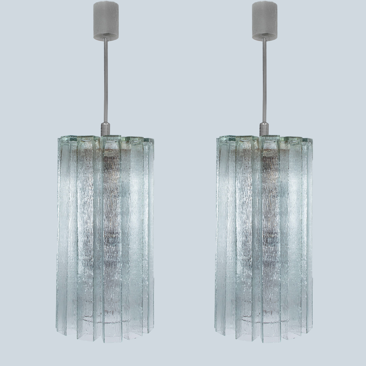 1 of the 3 Beautiful 12 Glass Tubes Chandelier by Doria Leuchten, Germany 1970