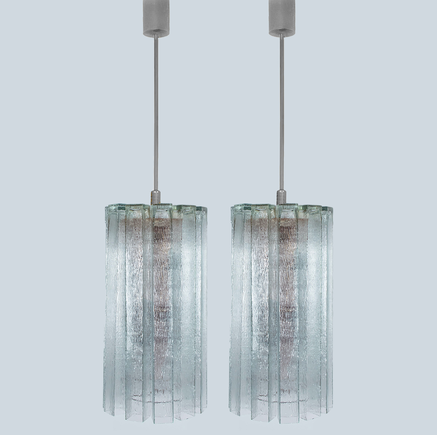 1 of the 3 Beautiful 12 Glass Tubes Chandelier by Doria Leuchten, Germany 1970