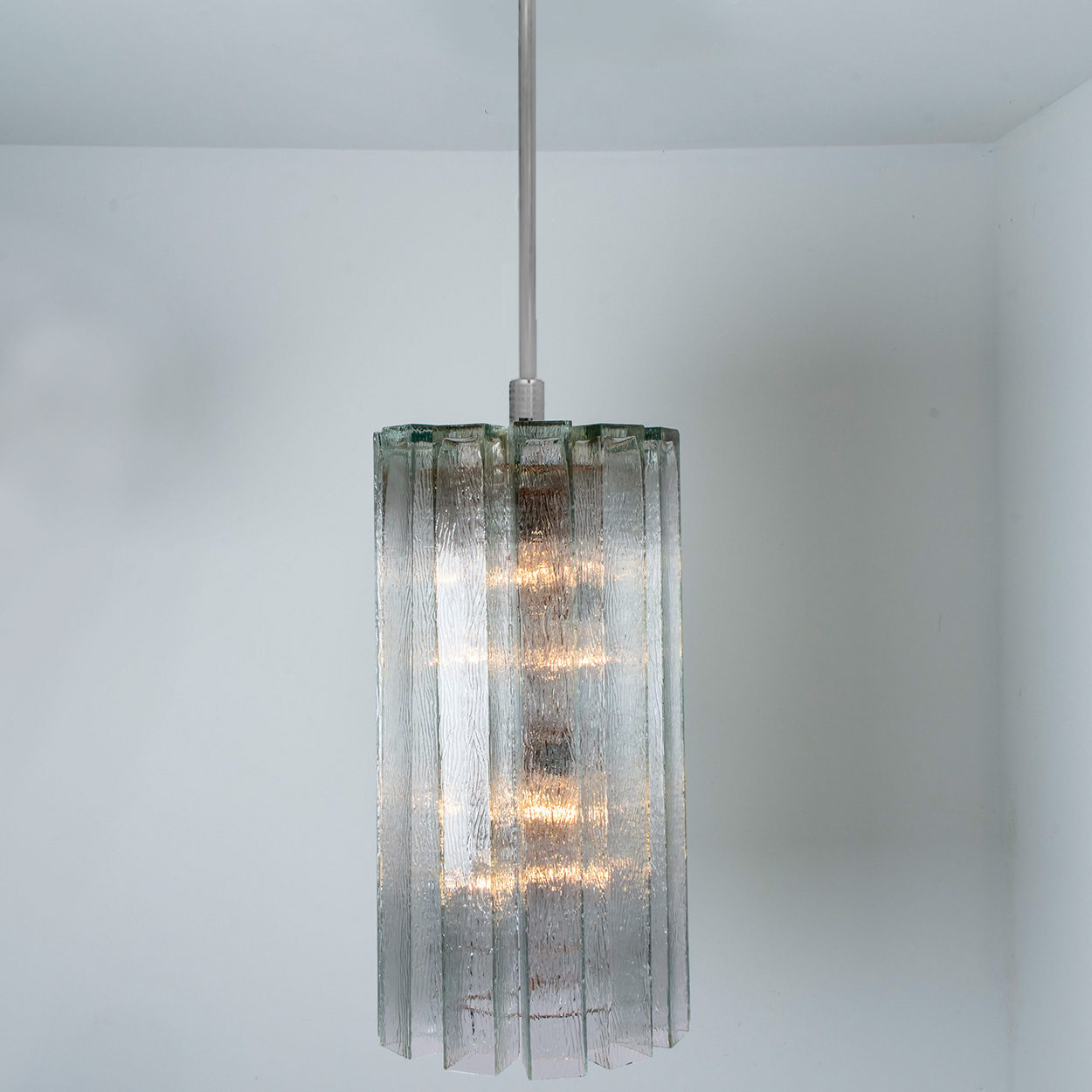 1 of the 3 Beautiful 12 Glass Tubes Chandelier by Doria Leuchten, Germany 1970