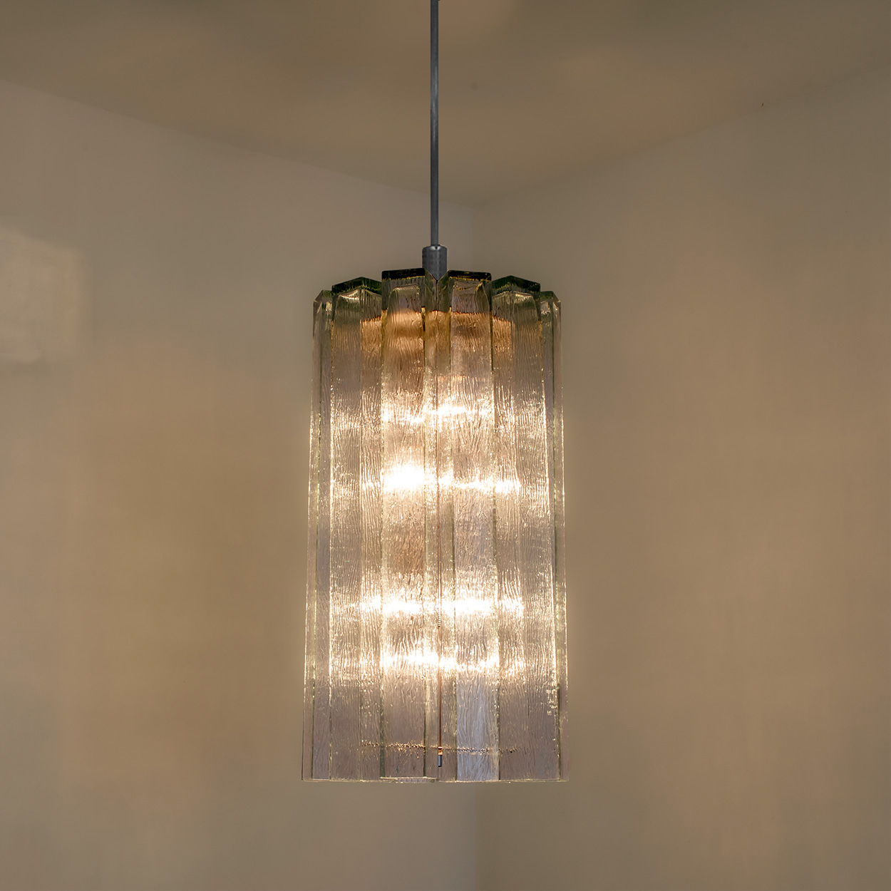 1 of the 3 Beautiful 12 Glass Tubes Chandelier by Doria Leuchten, Germany 1970