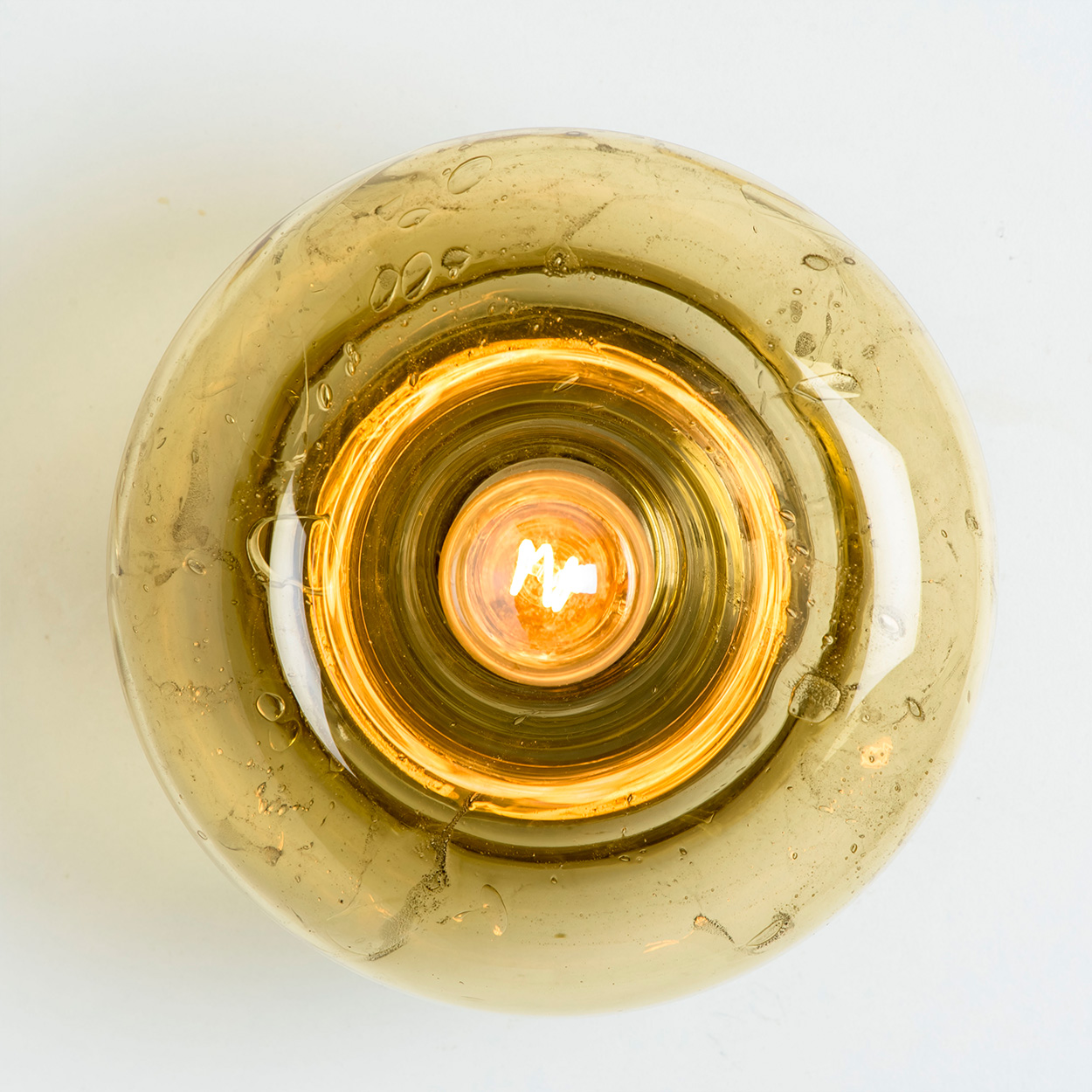 Pair of Beautiful Brass Glass Flush Mount by Doria Leuchten, Germany 1960