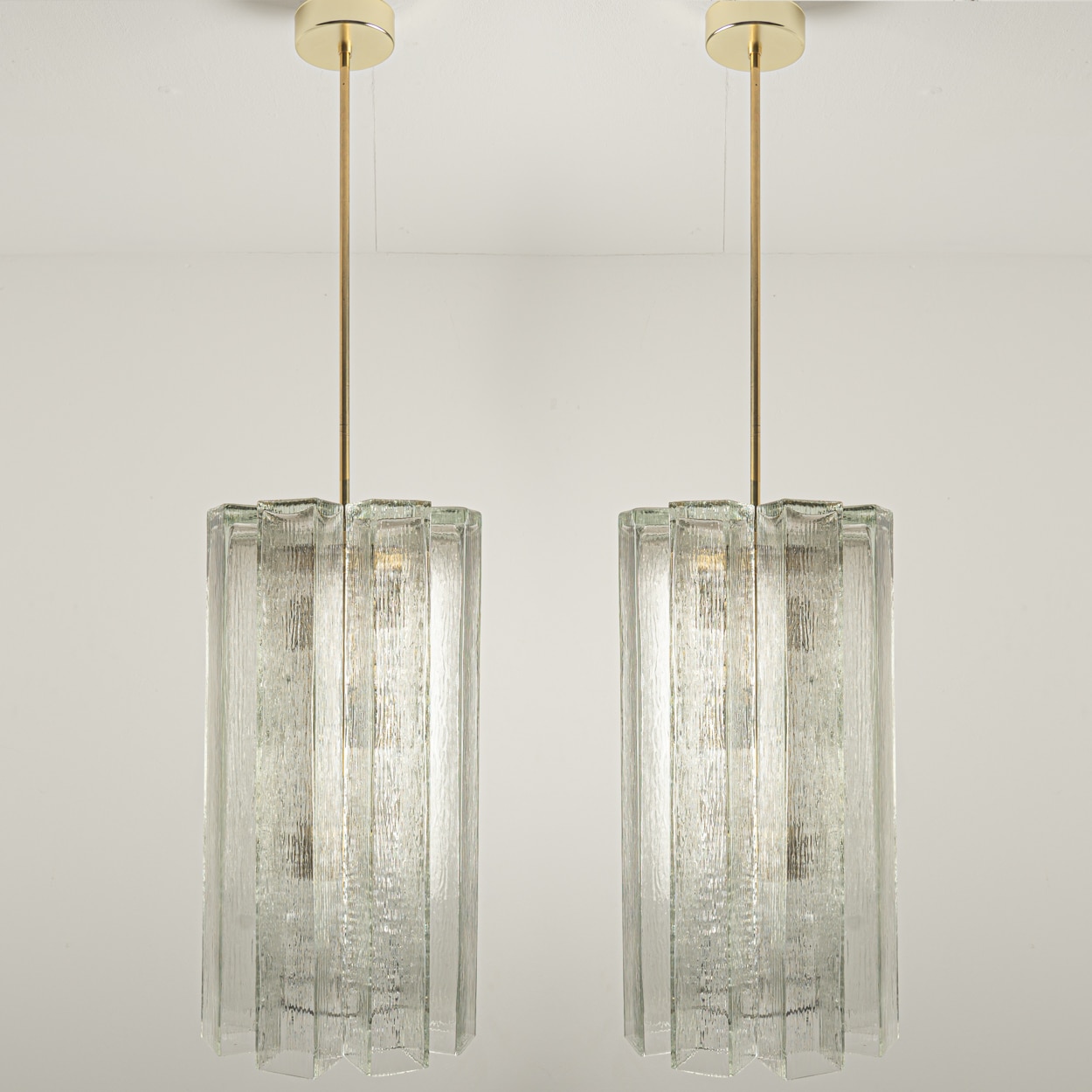 1 of the 2 Eight Glass Tubes Chandelier by Doria Leuchten, Germany 1970