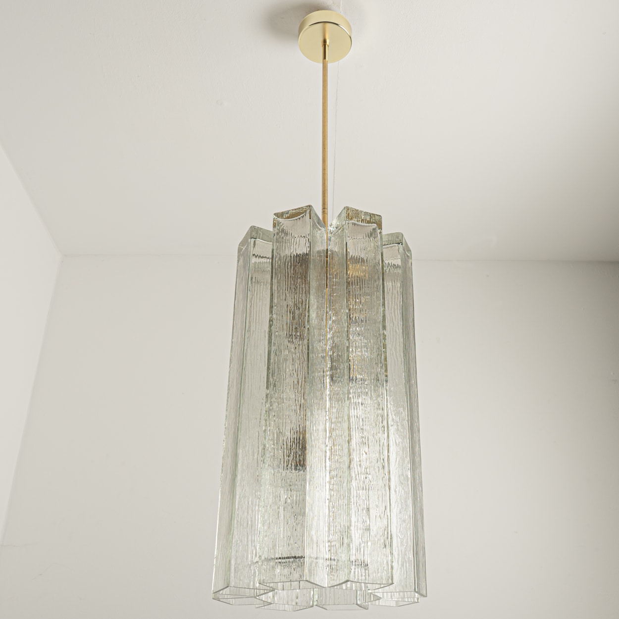 1 of the 2 Eight Glass Tubes Chandelier by Doria Leuchten, Germany 1970