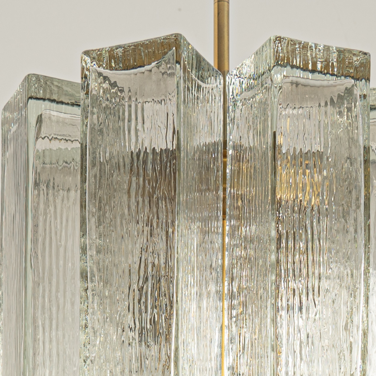 1 of the 2 Eight Glass Tubes Chandelier by Doria Leuchten, Germany 1970