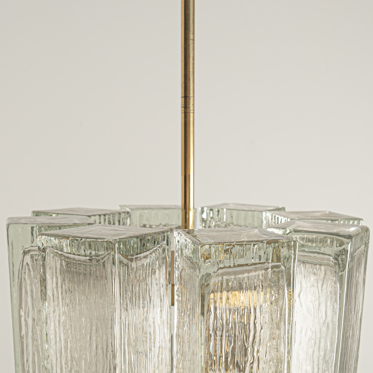 1 of the 2 Eight Glass Tubes Chandelier by Doria Leuchten, Germany 1970