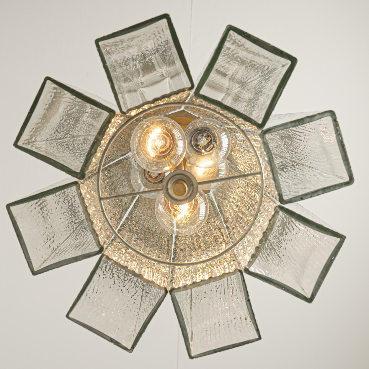 1 of the 2 Eight Glass Tubes Chandelier by Doria Leuchten, Germany 1970