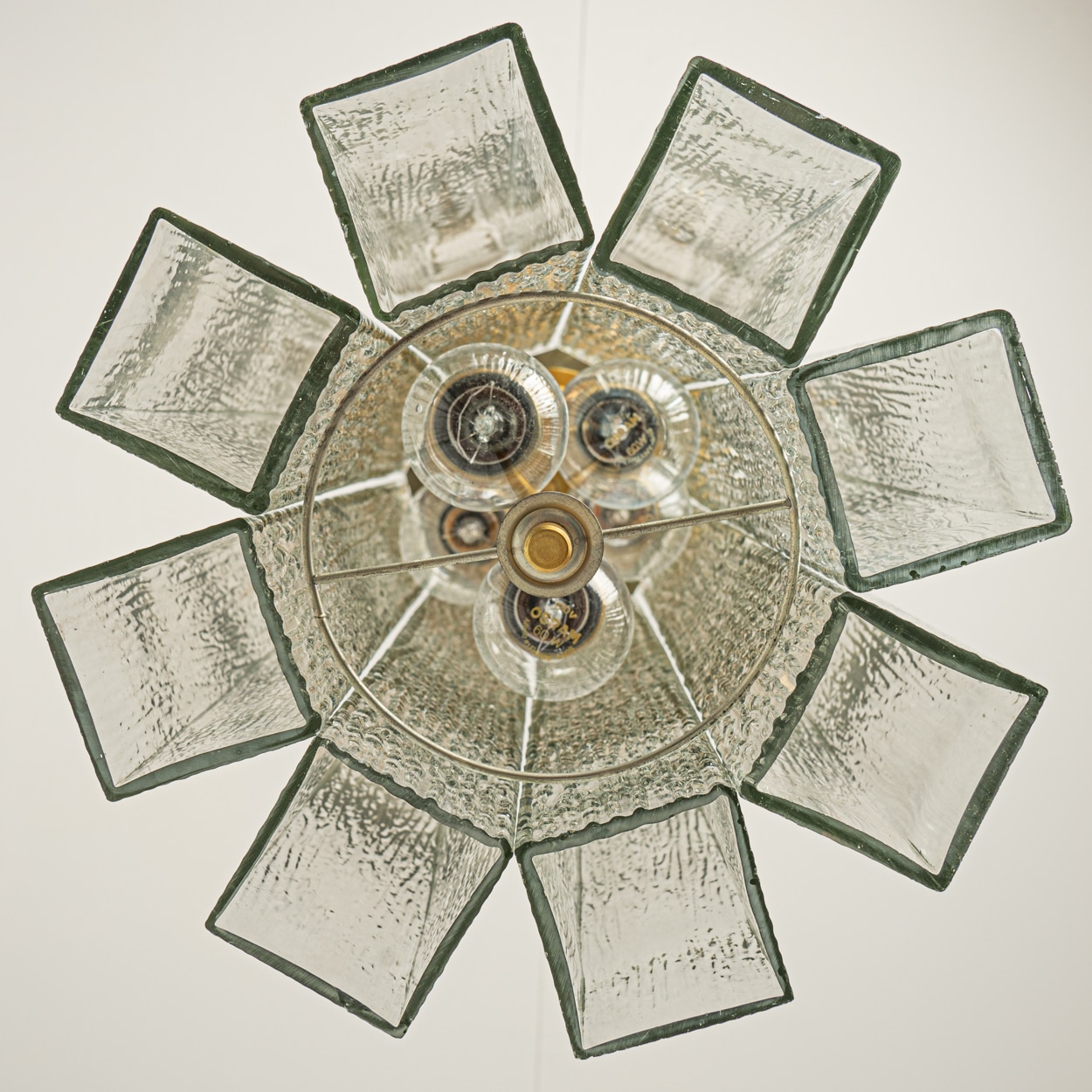 1 of the 2 Eight Glass Tubes Chandelier by Doria Leuchten, Germany 1970