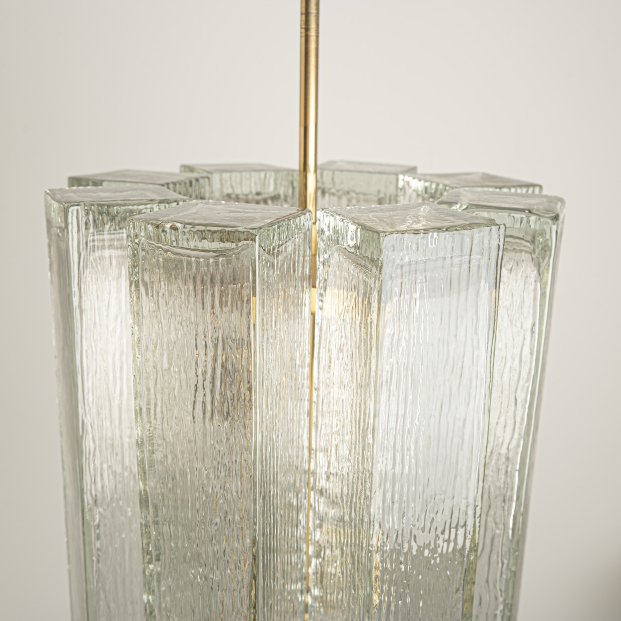 1 of the 2 Eight Glass Tubes Chandelier by Doria Leuchten, Germany 1970