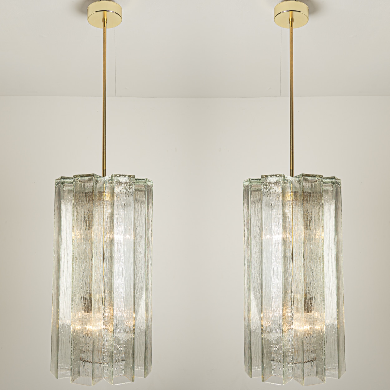 1 of the 2 Eight Glass Tubes Chandelier by Doria Leuchten, Germany 1970