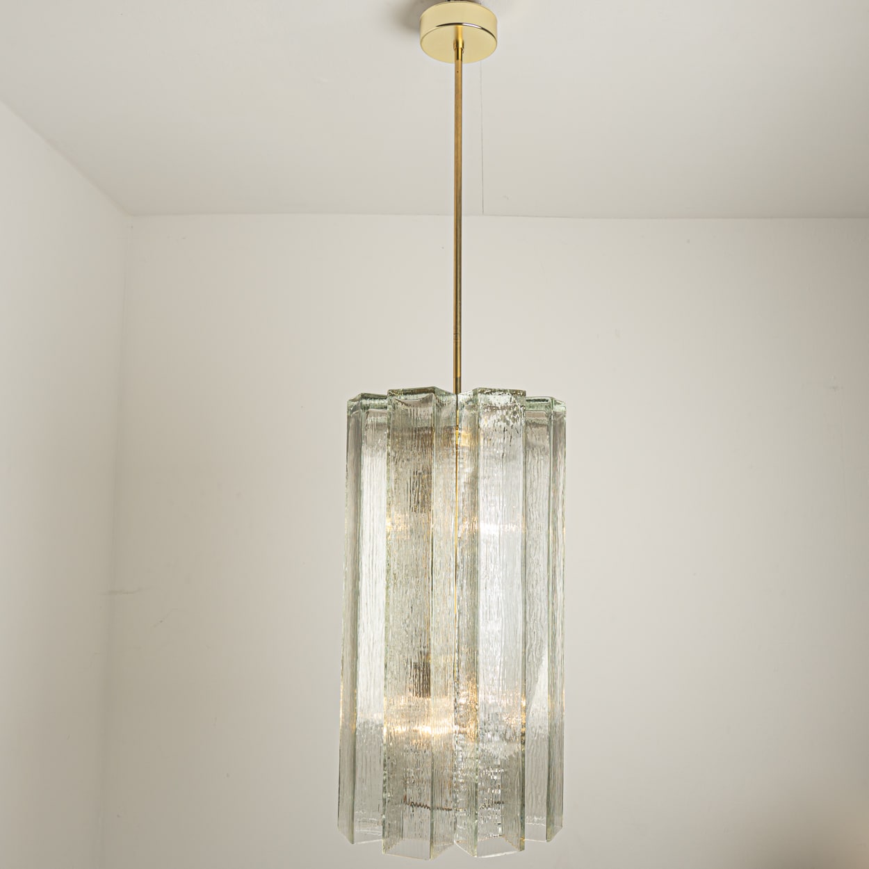 1 of the 2 Eight Glass Tubes Chandelier by Doria Leuchten, Germany 1970